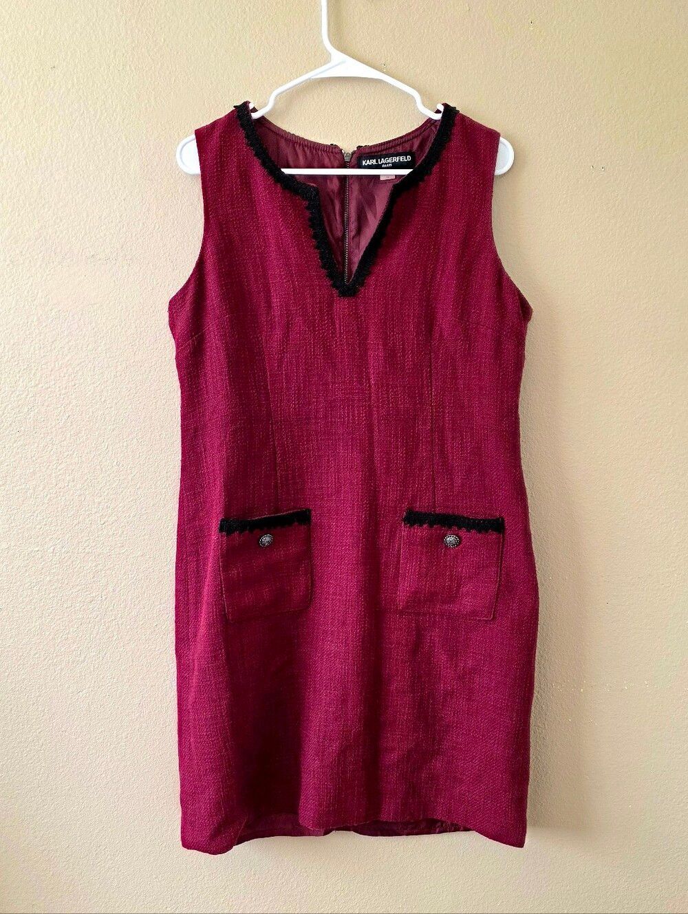 Karl Lagerfeld Paris Red Plum Sleeveless Midi Dress - Size 14